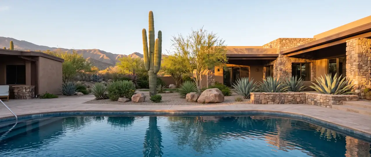Modern residential pool in the Sonoran Desert near Tucson